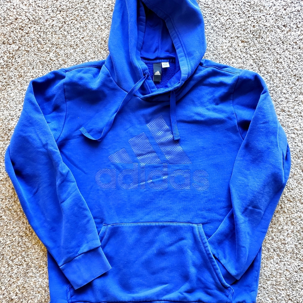 Adidas Fleece Hoodie Blue Activewear Gym Workout